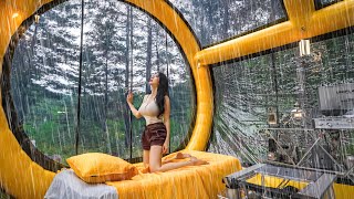 ☔️CAMPING IN THE RAIN INSIDE A HUGE CAPSULE AIR TENT
