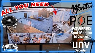 PoE Spot Monitor with Uniview 16-Channel IP Camera Decoder for Clean Installs! (Nelly's Exclusive)