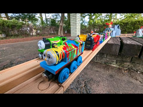 BRIO & Thomas the Tank Engine Railway ☆ Mine & Town Bridge Crossing Course