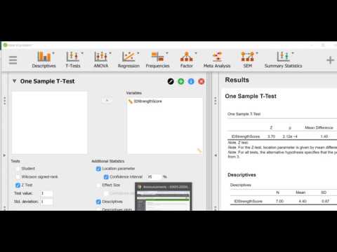 One-sample Z test in JASP