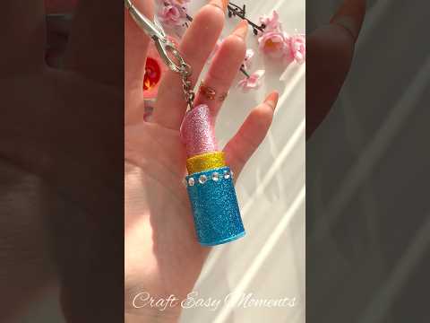 DIY cute easy to make keychain 💄 #diy #handmade #diyideas #craft #crafteasymoments #easy #gift