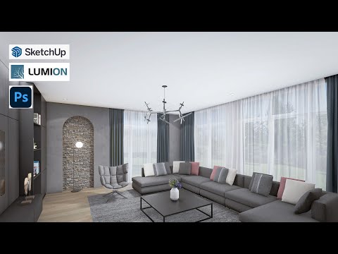 Sketchup interior design #51 How to make a living room ( Lumion render )