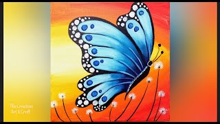 Butterfly 🦋 Canvas painting/ Easy for Beginners/ Step by step painting tutorial