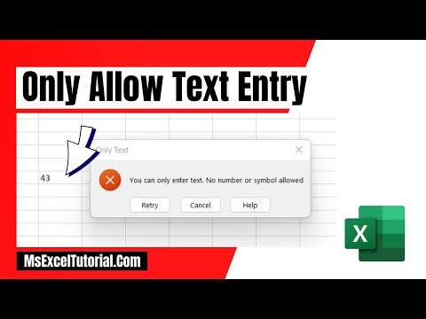 How to Only Allow Text Entry In Excel