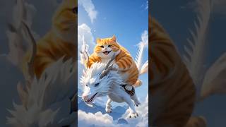 a cat flying with dragon 🐉 in the sky #pet #funny #ytshortsai #cartoon #ai #shots #ytshorts