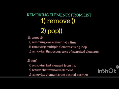 List in Python (Part-4) Removing the elements from list using remove () and pop() method