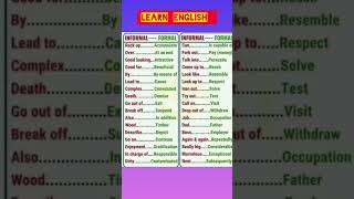 Informal & Formal words | Learn English #shorts #trending #education #letslearn #youtubeshorts