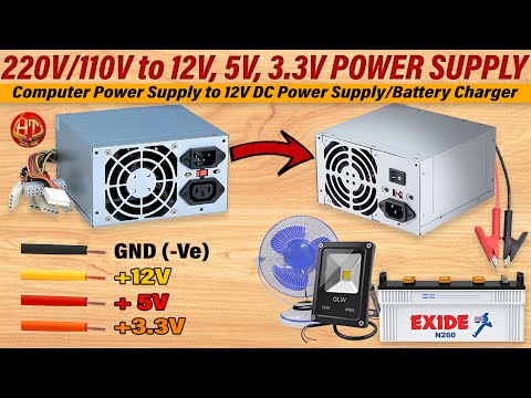 COMPUTER POWER SUPPLY to 12V / 5V / 3.3V  DC SUPPLY and BATTERY CHARGER | #ATX #ComputerPowerSupply
