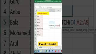 Match Function in Excel #microsoftoffice #microsoftexcel #exceltutorialtamil