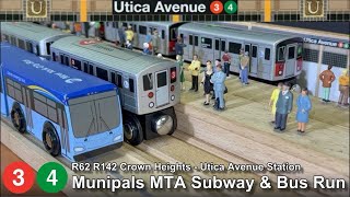 Munipals MTA Crown Heights Utica Ave Subway & Bus Run 19K Subscribers Special With R142 R62 XE60