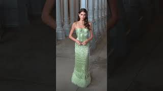 Kaia Gerber green dress at LACMA gala