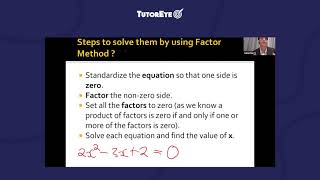 Part 2/3 of the Webinar specifically on Solving Quadratic Equations by Factor Method | TutorEye