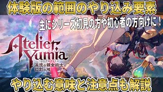 [ユミアのアトリエ体験版]体験版でやりこめる要素とやりこむ意味、注意点[攻略/ネタバレ注意]