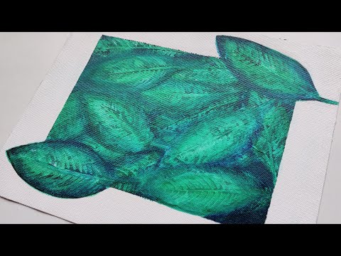 leaf acrylic painting | leaf painting on canvas | leaf painting | Green leaf painting | botanical 🌿