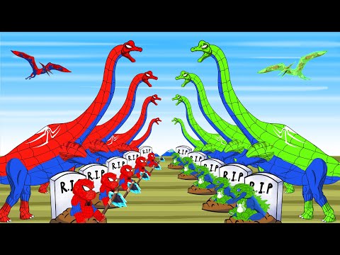 Team RED SPIDERMAN GODZILLA,BRACHIOSAURUS vs GREEN SPIDERMAN GODZILLA: Who Is The Strongest Monster?