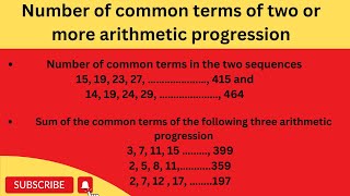 Number of common terms of two or more Arithmetic Progression #apseries #airthmeticprogression