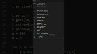 Colorful Circle with Python Turtle | Satisfying Code Art #shorts #music #computerart #codeart