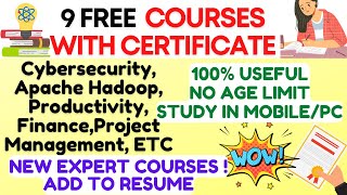 9 FREE COURSES WITH CERTIFICATES| NEW FREE ONLINE COURSES WITH CERTIFICATES 2023