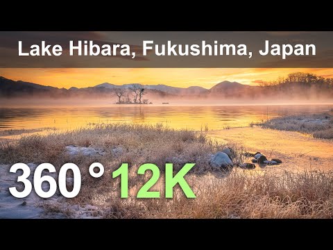 Lake Hibara, Fukushima, Japan.  12K aerial 360 video.