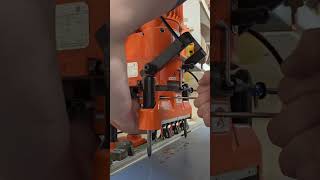 changing boring bits on the Blum minipress and drilling adjustable shelf holes. #Blum minipress