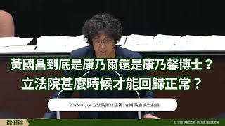 康乃爾或康乃馨／黃國昌荒謬提案、反駁讓人看不下去！立院甚麼時候才能回歸正常？[立法委員沈伯洋 2025/07/04 立法院第11屆第3會期 院會大體討論] (全程字幕完整版)
