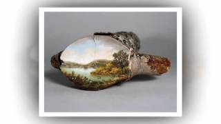 Paintings created in sections of trees from Alison Moritsugu