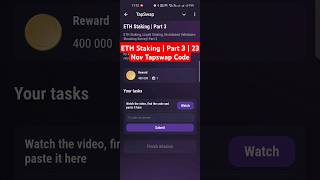 ETH Staking | Part 3 | Tapswap Code Today | 22 November #tapswap