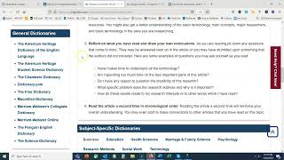 Reading a Scholarly Article & Finding Definitions
