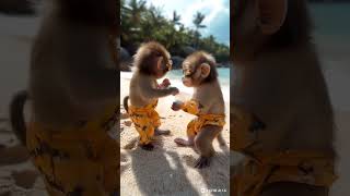 Two Monkeys Looks Into the Camera #monkeydance #funny #viralvideo #helpmegrow