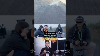 Volcanic rock falling in full speed from an erupting volcano caught in FPP by a drone
