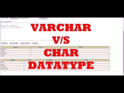 Difference between varchar and char dtatatypes in sql
