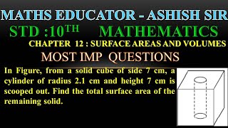 In Figure, from a solid cube of side 7 cm, a cylinder of radius 2.1 cm and height 7 cm is scooped ou