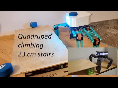 Quadruped robot climbing stairs