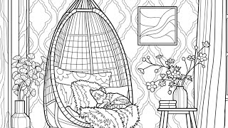Cozy Cat Naps & Swinging Daydreams Family Room Color Paint by Number #gameplay #coloringbook