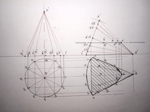 How to Draw Section of a cone (section of solid)!! All In One