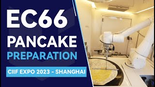 Elite Robots EC66 preparing pancake at CIIF Expo 2023 - Shanghai