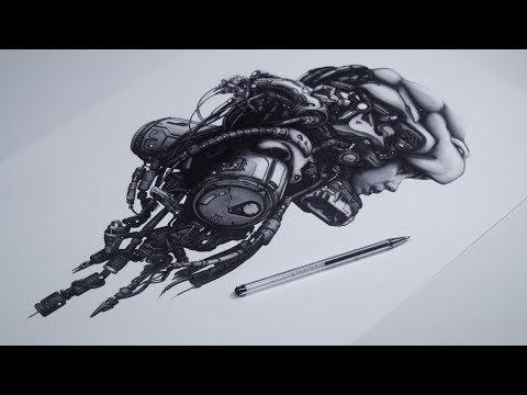 TimeLapse drawing · Ballpoint Pen cyberpunk · BioHack Series