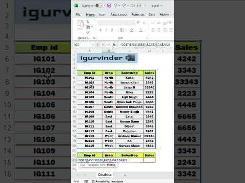 Underrated Function DGET in Excel #exceltips #exceltricks #excel #excelshorts #excelinhindi