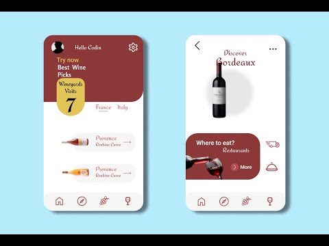 Interface design for a restaurant that serves wine. UI/UX design!