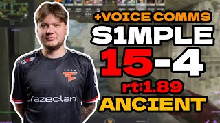 🔥s1mple (15-4) rt:1.89 SoloQ +VOICE COMMS (ancient) | EU FACEIT RANKED l Jul 22, 2025 #cs2 #pov