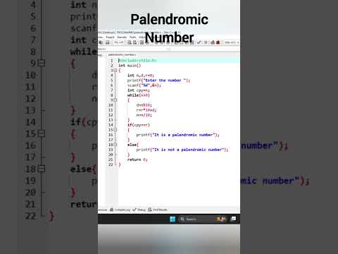 🔥C Program to Check Palindrome Number | Beginner Coding #shorts