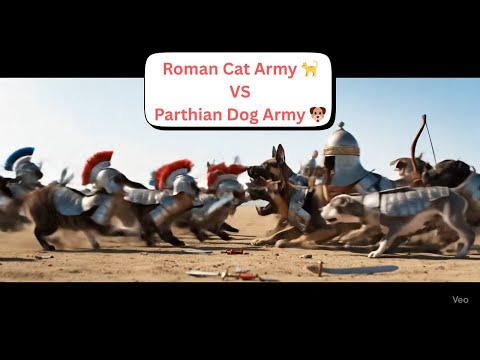 Roman Cat Army Versus Parthian Dog Army
