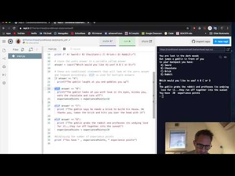 Learning Python using repl.it Pt 11 - elif