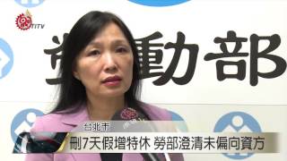 彌補刪除七天假 勞工特休增加 2016-12-07 TITV 原視新聞