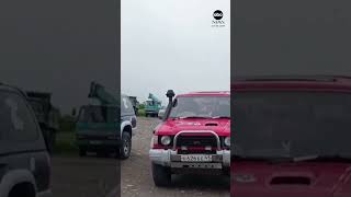Vehicles shake during massive Russia earthquake