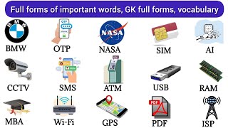 Most Important GK Full Forms | Full form Important Words | Full Form GK For Kids, vocabulary