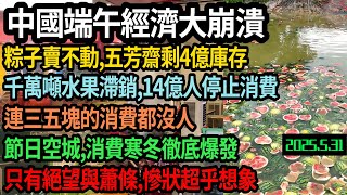 中國端午經濟大崩潰，商戶哀嚎粽子沒人買，五芳齋剩4億庫存，節日空城， 千萬噸水果滯銷，水果店批量倒閉，三五塊的消費都沒人，14億人停止消費，只有絕望和蕭條，#中国