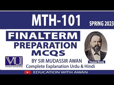 MTH 101 (P-1) Solved MCQS FTP Spring 23 VU