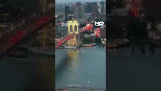 Moments the Mexican navy ship struck the Brooklyn Bridge