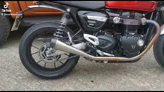 Triumph Speed Twin Bespoke exhausts by Max Torque Cans UK